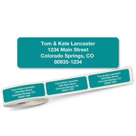 Solid Turquoise Return Address Labels on Rolls