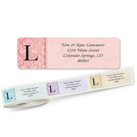 Monogram Scalloped Return Address Labels on Rolls
