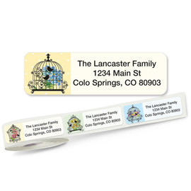 Birds in Cages Return Address Labels on Rolls