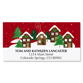 Snowy Village Christmas Return Return Address Labels
