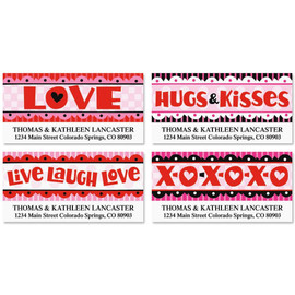 Hugs and Kisses Deluxe Border Return Address Labels