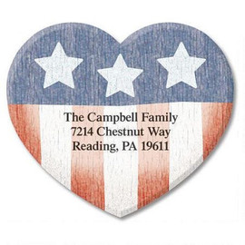 Americana Heart Diecut Address Labels