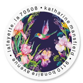 Iris Hummingbird Round Address Labels