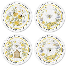 Summer Bee Round Address Labels (4 Designs)