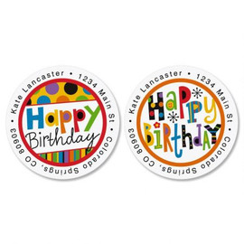 Happy B'Day Round Address Label (2 designs)