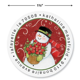Holiday Magic Snowmen Round Address Labels (4 Designs)