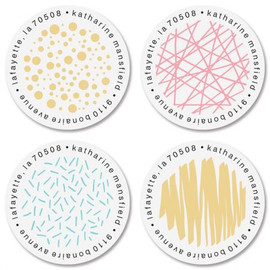 Modern Geometry Round Address Labels (4 Designs)