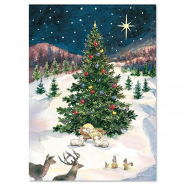 Christmas Tree with Manger Religious Greeting Cards