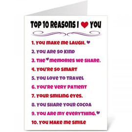 Top Ten List Personalized Valentine Card