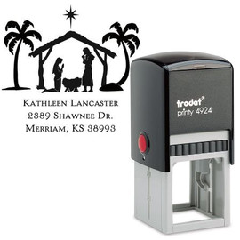 Nativity Square Self-Inking Address Stamp