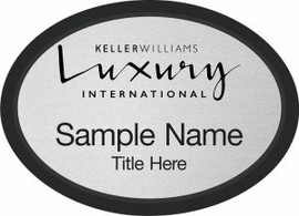 Keller Williams Luxury International Black Oval Executive Silver Name Badge