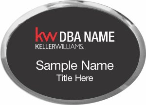 Keller Williams Realty Logo 2 Silver Oval Executive Black Name Badge
