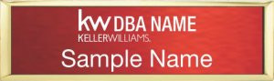 Keller Williams Realty Logo 2 Small Gold Executive Red Anodized Name Badge