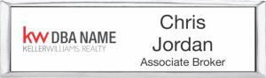 Keller Williams Realty Logo 3 Small Silver Executive White Name Badge