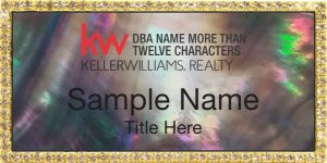 Keller Williams Realty Logo 4 Gold Bling Black Pearl Name Badge
