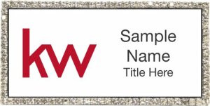 Keller Williams Silver Bling White Name Badge