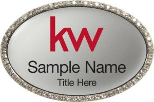 Keller Williams Silver Oval Bling Silver Name Badge