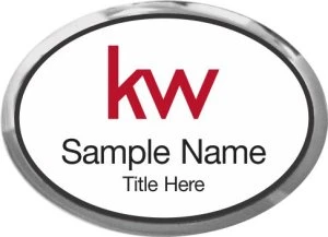 Keller Williams Silver Oval Executive White Name Badge