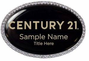 Century 21 New Logo Oval Bling Silver Name Badge | KWP-98878