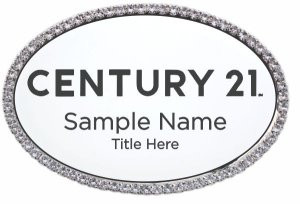 Century 21 New Logo Oval Bling Silver Name Badge – KWP-98812