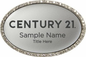 Century 21 New Logo Oval Bling Silver Name Badge – KWP-98818