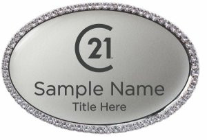 Century 21 New Logo Oval Bling Silver Name Badge | KWP-98728