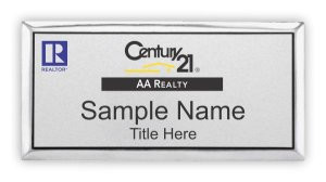 Century 21 AA Realty Executive Silver Name Badge with REALTOR® Logo | KWP-95408