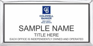 Coldwell Banker Pro West Executive Silver Name Badge Style 1 White Insert | KWP-109170