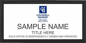 Coldwell Banker Pro West Executive Black Name Badge Style 1 White Insert | KWP-109175