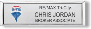 RE/MAX Balloon Logo Style 1 Small Executive Silver Name Badge | KWP-9175