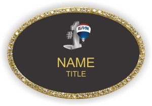 RE/MAX #1 Logo Oval Bling Gold Name Badge | KWP-83900