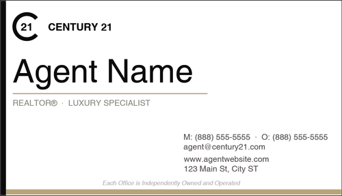 Century 21 business card front design C21-F04 Professional Century 21 Layout