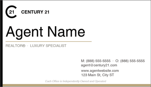 Century 21 business card front design C21-F04 Professional Century 21 Layout