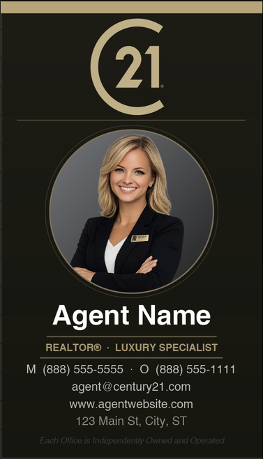 Century 21 business card front design C21-F09 Refined Agent Presentation Layout