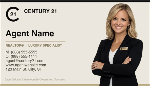 Century 21 business card front design C21-F12 Refined Agent Presentation Layout