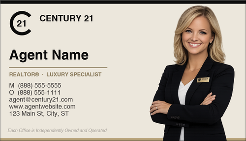 Century 21 business card front design C21-F12 Refined Agent Presentation Layout