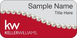 Keller Williams KW Silver/Red Swoosh Badge with White Jewels