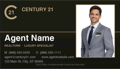 Century 21 business card front design C21-F15 Refined Agent Presentation Layout