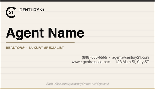 Century 21 business card front design C21-F17 Modern Branded Layout