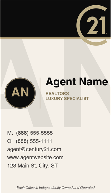 Century 21 business card front design C21-F23 Modern Branded Layout