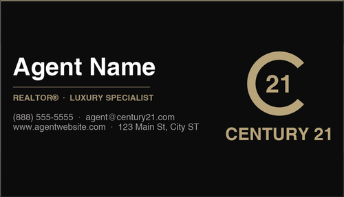 Century 21 business card front design C21-F24 Refined Agent Presentation Layout