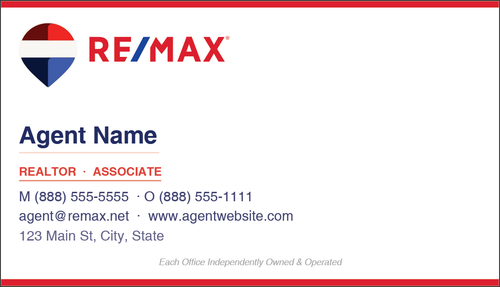 RE/MAX business card front design RM-F02 Clean White Realtor Layout