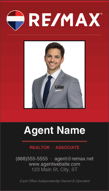 RE/MAX business card front design RM-F06 Bold Red Photo Layout