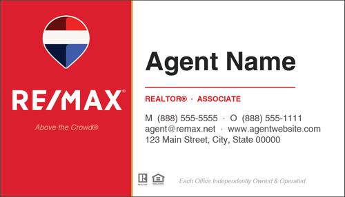 RE/MAX business card front design RM-F17 Split Panel Corporate Layout
