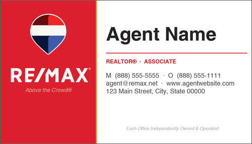 RE/MAX business card front design RM-F19 Classic Split Brand Layout