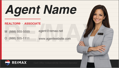 RE/MAX business card front design RM-F20 Watermark Photo Branding Layout
