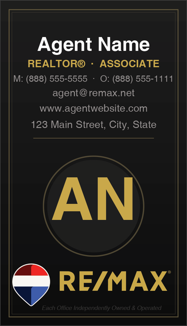 RE/MAX business card front design RM-F23 Luxury Monogram Layout