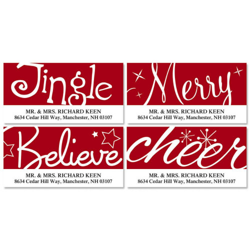 Red & White Christmas Deluxe Return Address Labels