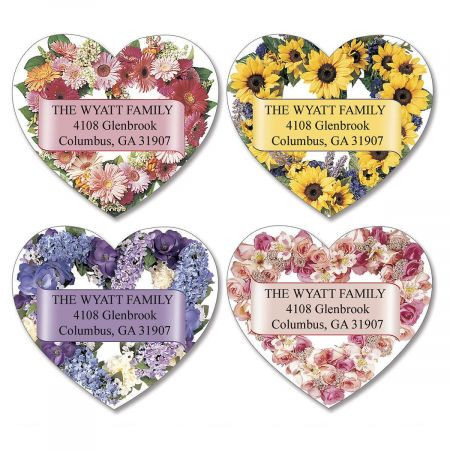 Heart Blossoms Diecut Address Labels (4 Designs)