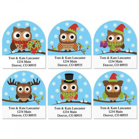 Holiday Hoot Diecut Address Labels (6 Designs)